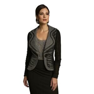 Alberto Makali Elegant Black & Gray Tweed Art to Wear Jacket Blazer, Classic S